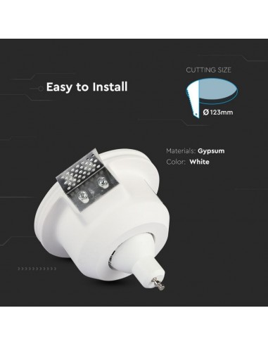 3692-Portafaretto LED Montaggio a Incasso Rotondo GU e GU MR Corpo in Gesso Copertura Satinata-3