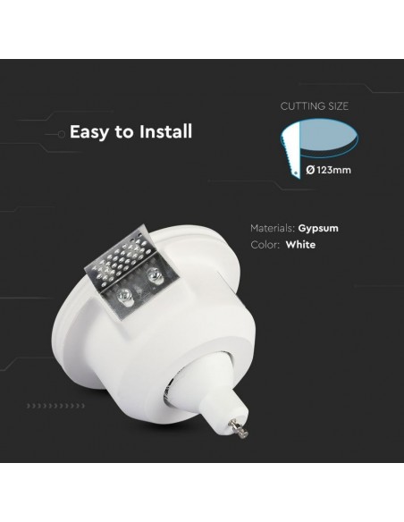 3692-Portafaretto LED Montaggio a Incasso Rotondo GU e GU MR Corpo in Gesso Copertura Satinata-3