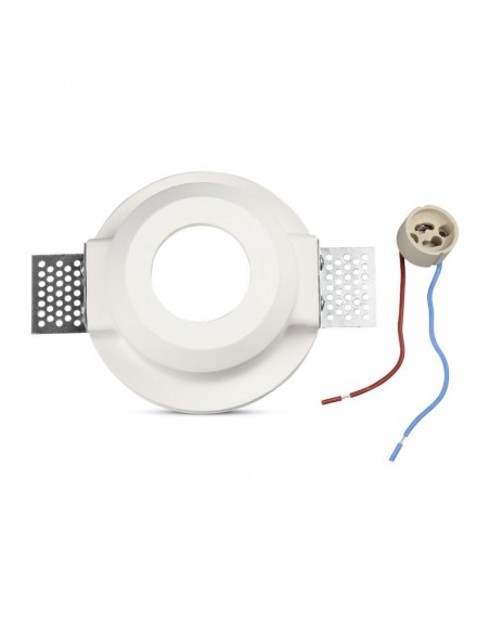 Portafaretto LED Montaggio a Incasso Rotondo GU10 e GU5.3 (MR16) Corpo in Gesso Copertura Satinata