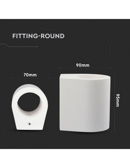 3694-Portafaretto LED da Muro Rotondo G Corpo in Gesso-3