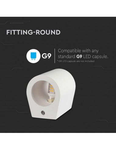 3694-Portafaretto LED da Muro Rotondo G Corpo in Gesso-5
