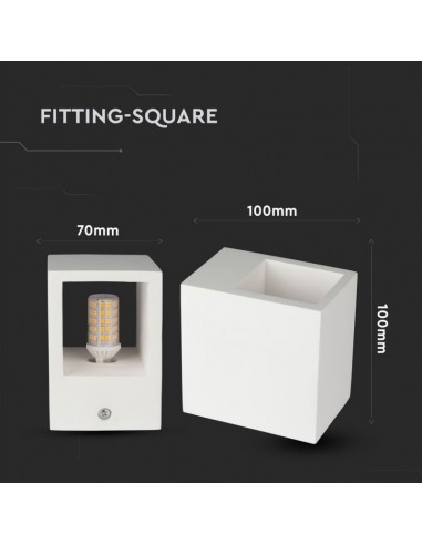 3695-Portafaretto LED da Muro Quadrato G Corpo in Gesso-3