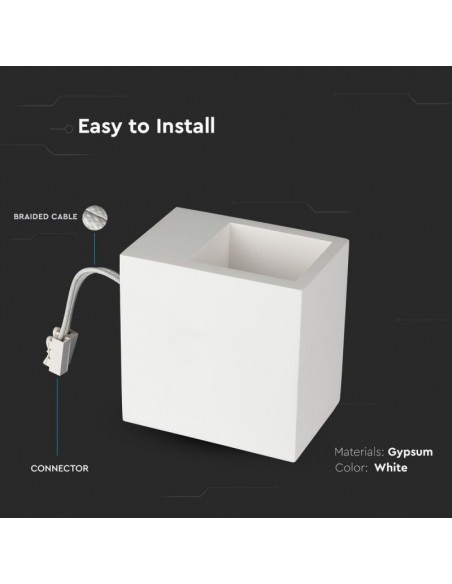 3695-Portafaretto LED da Muro Quadrato G Corpo in Gesso-5