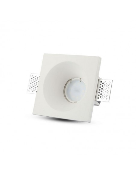 3696-Portafaretto LED da Incasso Quadrato GU e GU MR Corpo in Gesso Bianco-1