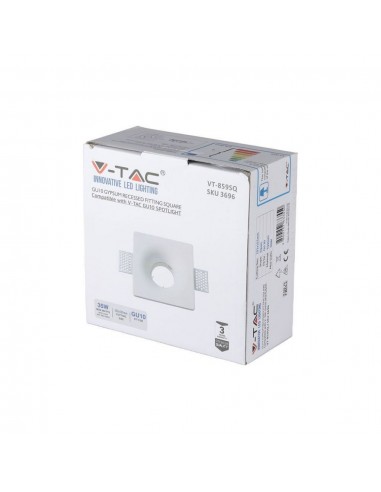 3696-Portafaretto LED da Incasso Quadrato GU e GU MR Corpo in Gesso Bianco-2