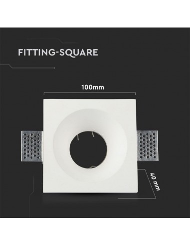 3696-Portafaretto LED da Incasso Quadrato GU e GU MR Corpo in Gesso Bianco-3