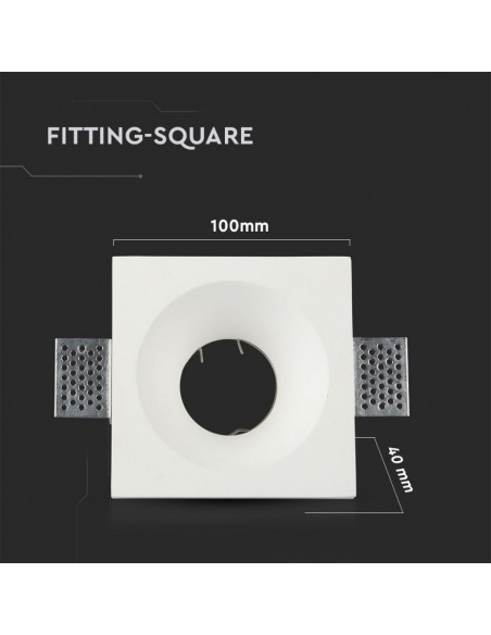 3696-Portafaretto LED da Incasso Quadrato GU e GU MR Corpo in Gesso Bianco-3