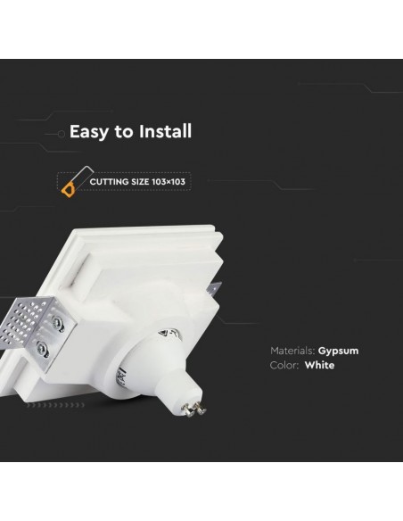 3696-Portafaretto LED da Incasso Quadrato GU e GU MR Corpo in Gesso Bianco-6