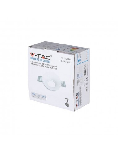 3697-Portafaretto LED da Incasso Rotondo GU e GU MR Corpo in Gesso Bianco-2