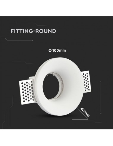 3697-Portafaretto LED da Incasso Rotondo GU e GU MR Corpo in Gesso Bianco-3
