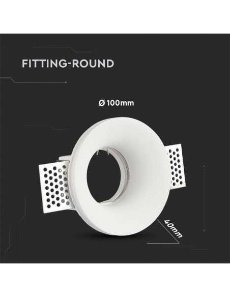 3697-Portafaretto LED da Incasso Rotondo GU e GU MR Corpo in Gesso Bianco-3