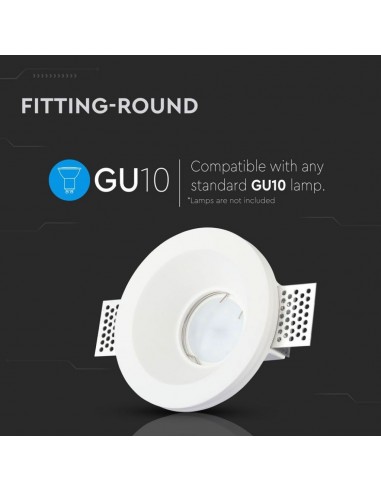 3697-Portafaretto LED da Incasso Rotondo GU e GU MR Corpo in Gesso Bianco-5