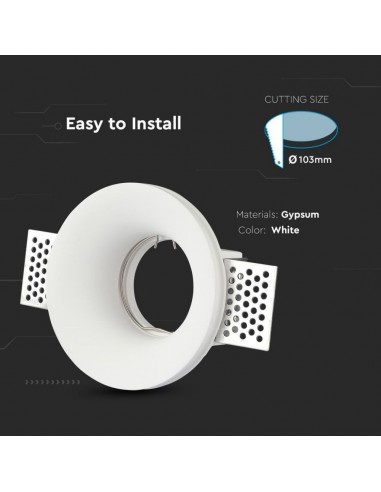 3697-Portafaretto LED da Incasso Rotondo GU e GU MR Corpo in Gesso Bianco-6