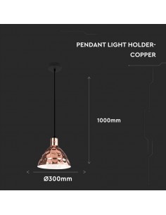 3710-Lampadario LED a Cono in Metallo con Portalampada E Max  Colore Oro Rosa a Specchio d mm-1 2