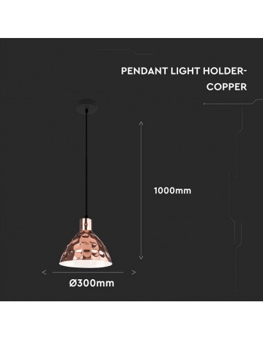 3710-Lampadario LED a Cono in Metallo con Portalampada E Max  Colore Oro Rosa a Specchio d mm-2