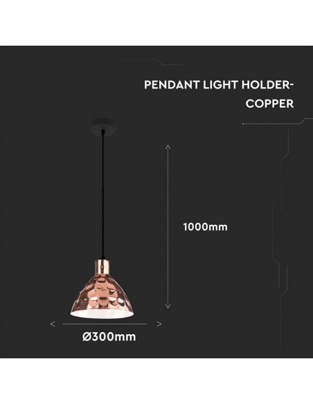 3710-Lampadario LED a Cono in Metallo con Portalampada E Max  Colore Oro Rosa a Specchio d mm-2