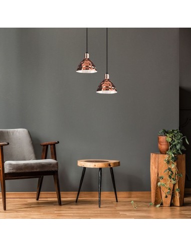 3710-Lampadario LED a Cono in Metallo con Portalampada E Max  Colore Oro Rosa a Specchio d mm-3