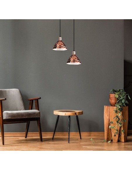 3710-Lampadario LED a Cono in Metallo con Portalampada E Max  Colore Oro Rosa a Specchio d mm-3