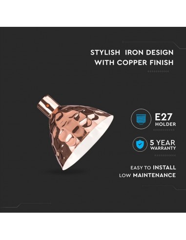 3710-Lampadario LED a Cono in Metallo con Portalampada E Max  Colore Oro Rosa a Specchio d mm-5