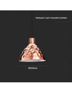 3711-Lampadario LED a Cono in Metallo con Portalampada E Max  Colore Oro Rosa a Specchio d mm-1 2