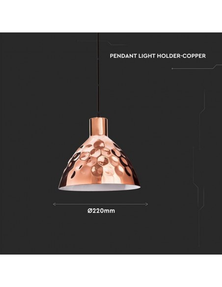 3711-Lampadario LED a Cono in Metallo con Portalampada E Max  Colore Oro Rosa a Specchio d mm-2