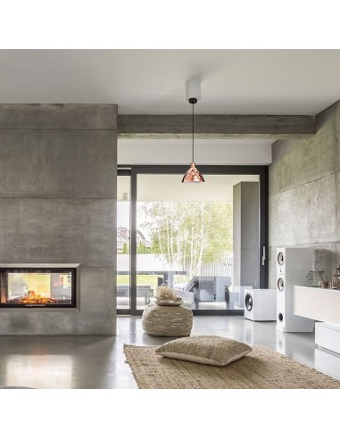 3711-Lampadario LED a Cono in Metallo con Portalampada E Max  Colore Oro Rosa a Specchio d mm-4