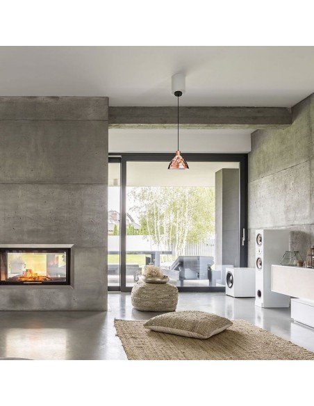 3711-Lampadario LED a Cono in Metallo con Portalampada E Max  Colore Oro Rosa a Specchio d mm-4