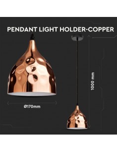 3714-Lampadario LED a Goccia in Metallo con Portalampada E Max  Colore Oro Rosa a Specchio d mm-1 2