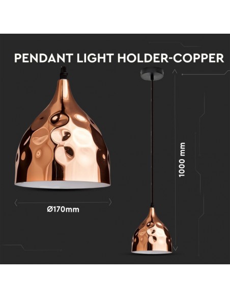 3714-Lampadario LED a Goccia in Metallo con Portalampada E Max  Colore Oro Rosa a Specchio d mm-2