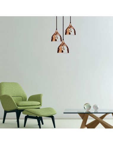 3714-Lampadario LED a Goccia in Metallo con Portalampada E Max  Colore Oro Rosa a Specchio d mm-4