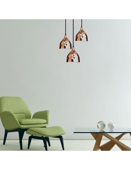 3714-Lampadario LED a Goccia in Metallo con Portalampada E Max  Colore Oro Rosa a Specchio d mm-4