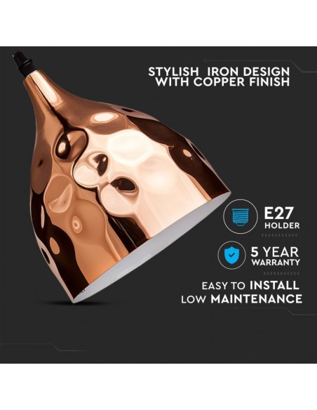 3714-Lampadario LED a Goccia in Metallo con Portalampada E Max  Colore Oro Rosa a Specchio d mm-5