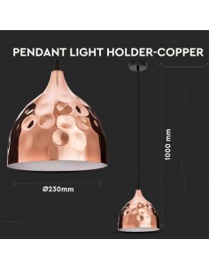 3715-Lampadario LED a Goccia in Metallo con Portalampada E Max  Colore Oro Rosa a Specchio d mm-1 2