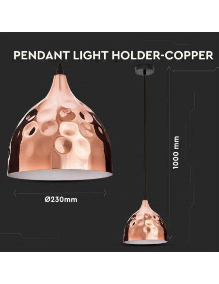 3715-Lampadario LED a Goccia in Metallo con Portalampada E Max  Colore Oro Rosa a Specchio d mm-2