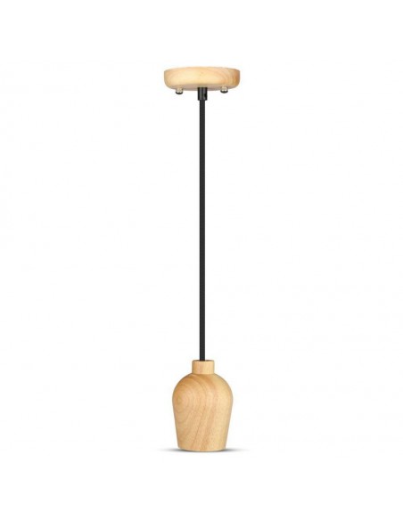 3721-Lampadario LED in Legno con Portalampada E Max  con Cavo Nero-1