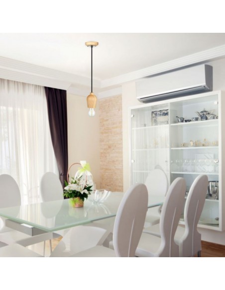 3721-Lampadario LED in Legno con Portalampada E Max  con Cavo Nero-5