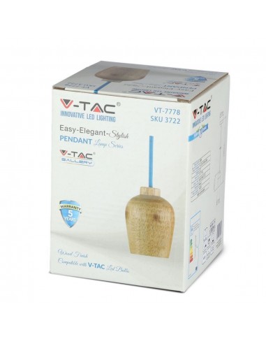 3722-Lampadario LED in Legno con Portalampada E Max  con Cavo Blu-2