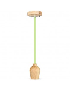 3725-Lampadario LED in Legno con Portalampada E Max  con Cavo Verde-1