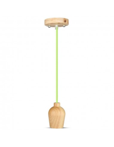 3725-Lampadario LED in Legno con Portalampada E Max  con Cavo Verde-1