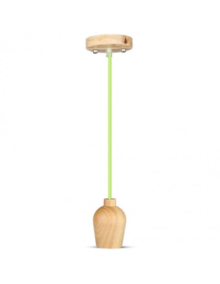 3725-Lampadario LED in Legno con Portalampada E Max  con Cavo Verde-1