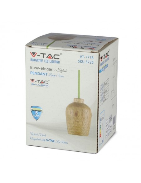 3725-Lampadario LED in Legno con Portalampada E Max  con Cavo Verde-2