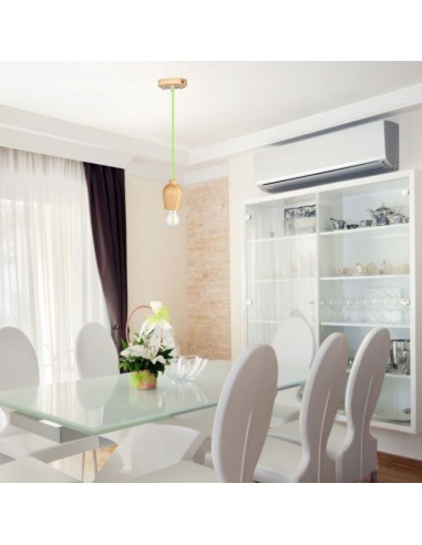 3725-Lampadario LED in Legno con Portalampada E Max  con Cavo Verde-5