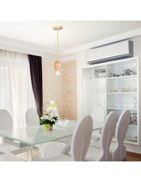 3725-Lampadario LED in Legno con Portalampada E Max  con Cavo Verde-5