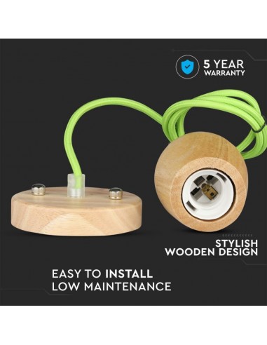 3725-Lampadario LED in Legno con Portalampada E Max  con Cavo Verde-6