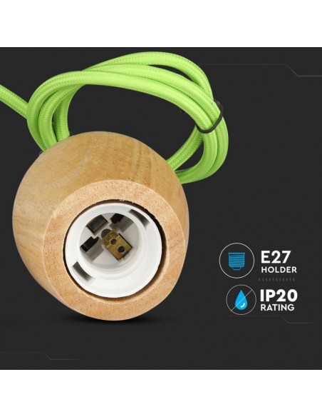 3725-Lampadario LED in Legno con Portalampada E Max  con Cavo Verde-7