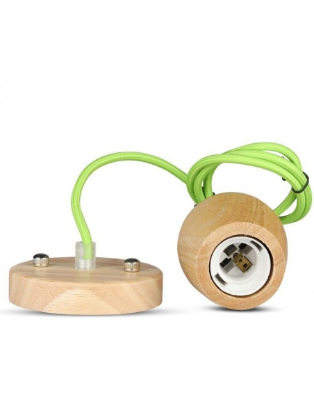 Lampadario LED in Legno con Portalampada E27 (Max 60W) con Cavo Verde