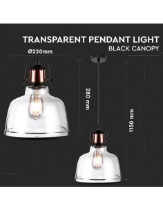 3727-Lampadario LED in Vetro e Metallo con Portalampada E Max  Colore Trasparente-1 2