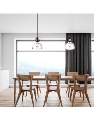 3727-Lampadario LED in Vetro e Metallo con Portalampada E Max  Colore Trasparente-4