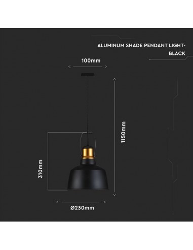 3728-Lampadario LED Vintage in Metallo con Portalampada E Max  Colore Nero-2