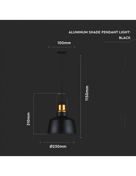 3728-Lampadario LED Vintage in Metallo con Portalampada E Max  Colore Nero-2